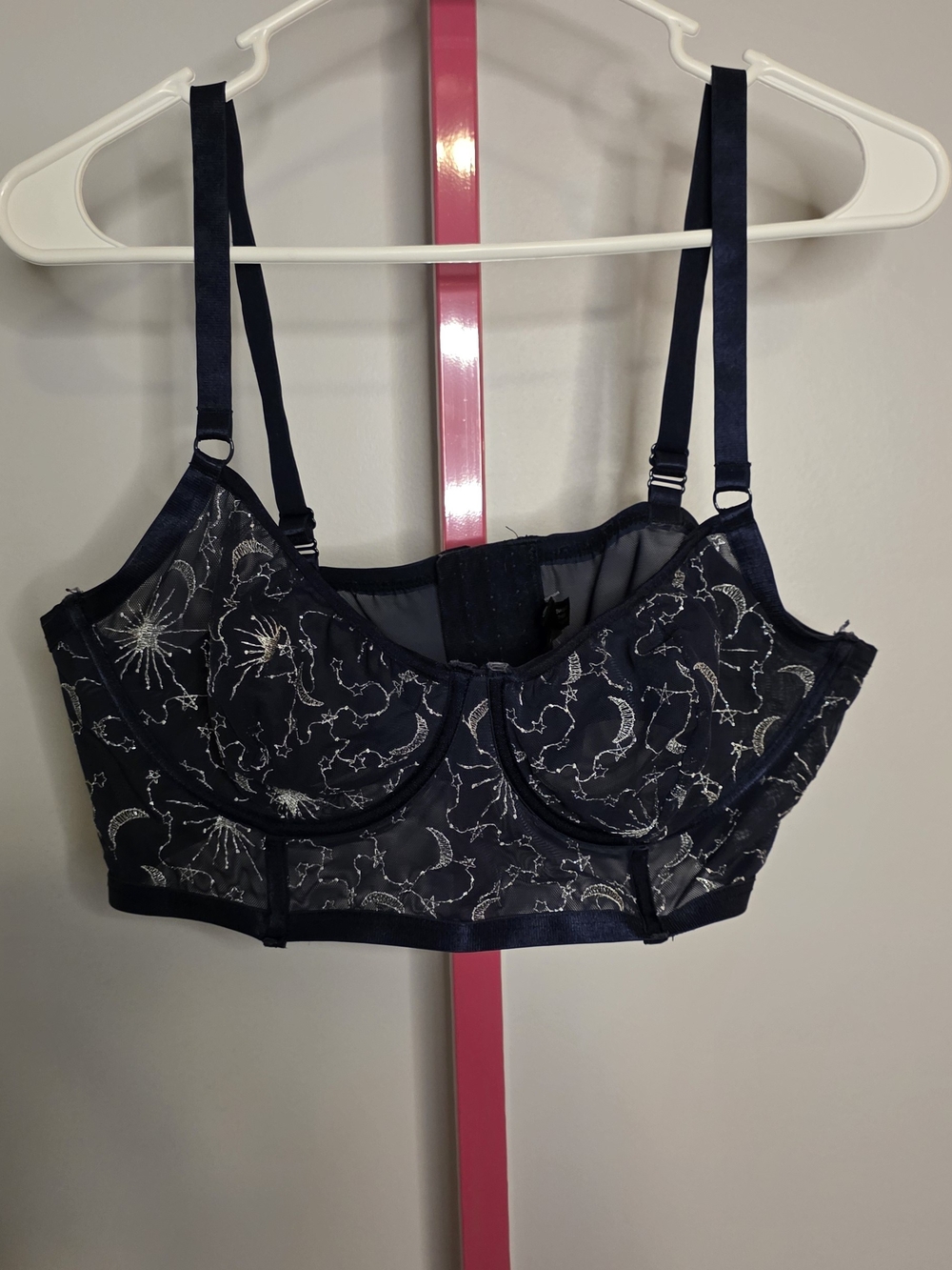 Torrid Sz 1 Embroidered Navy Celestial Longline Bra
